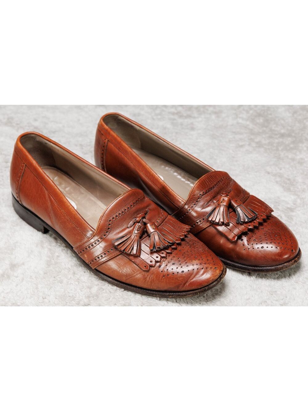 Bally Brown Leather Kiltie Tassle Loafers Slip On Shoes Mens Size 9 Mismatch
